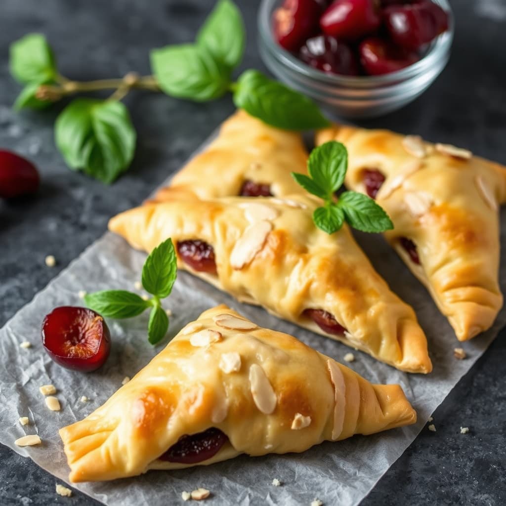 Tørkede plommer og mandel-fylte filotrekantene