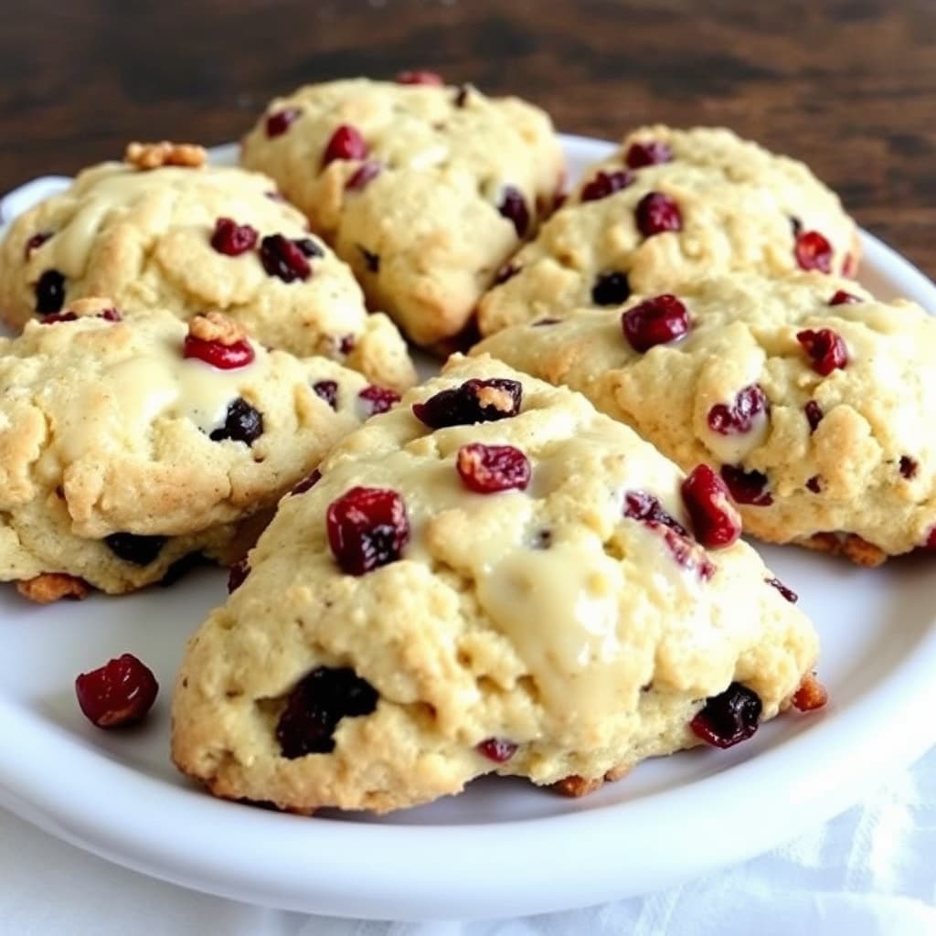 Tørkede tranebær-, valnøtt- og sitronscones