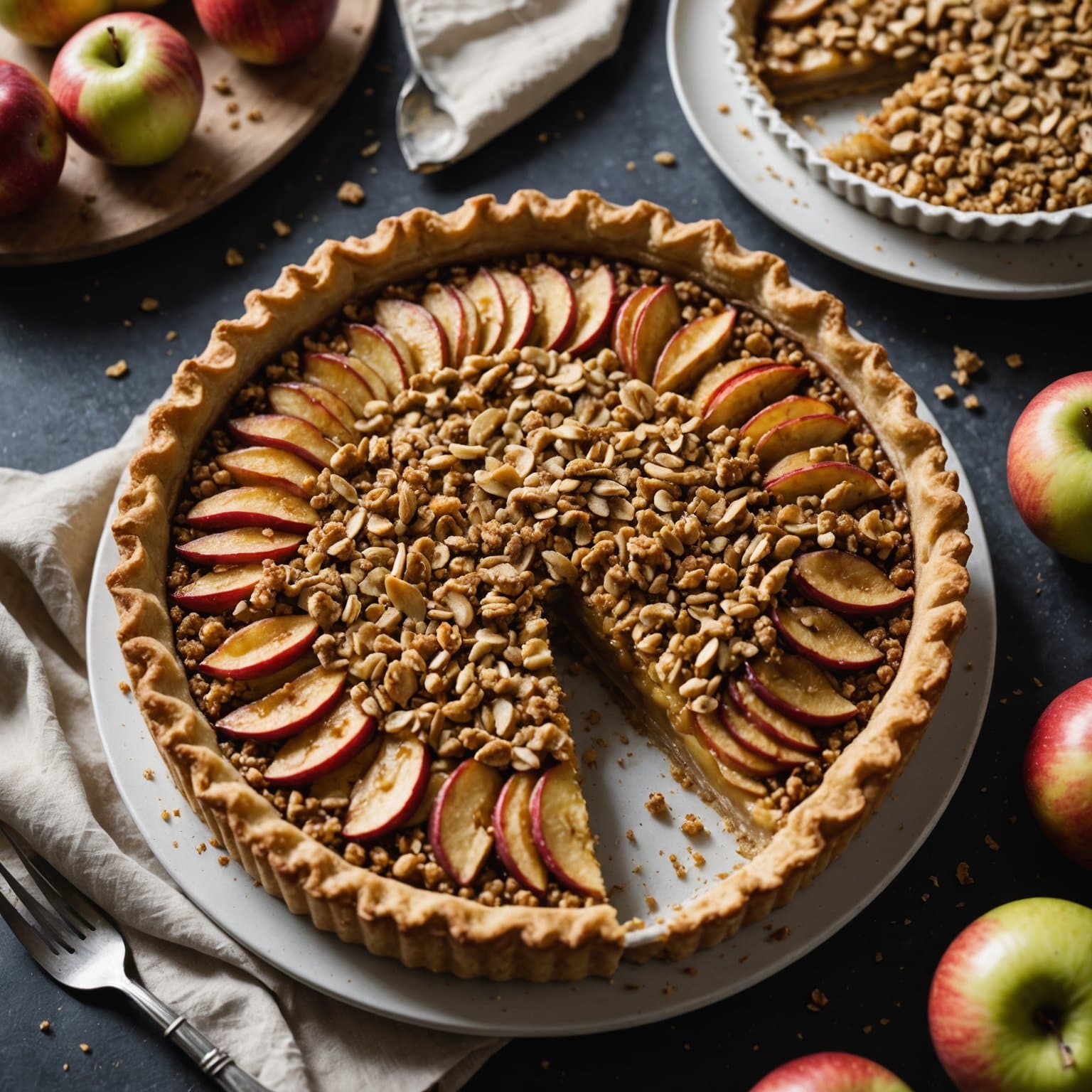 Tørket epleterte med sprø crumble-topping