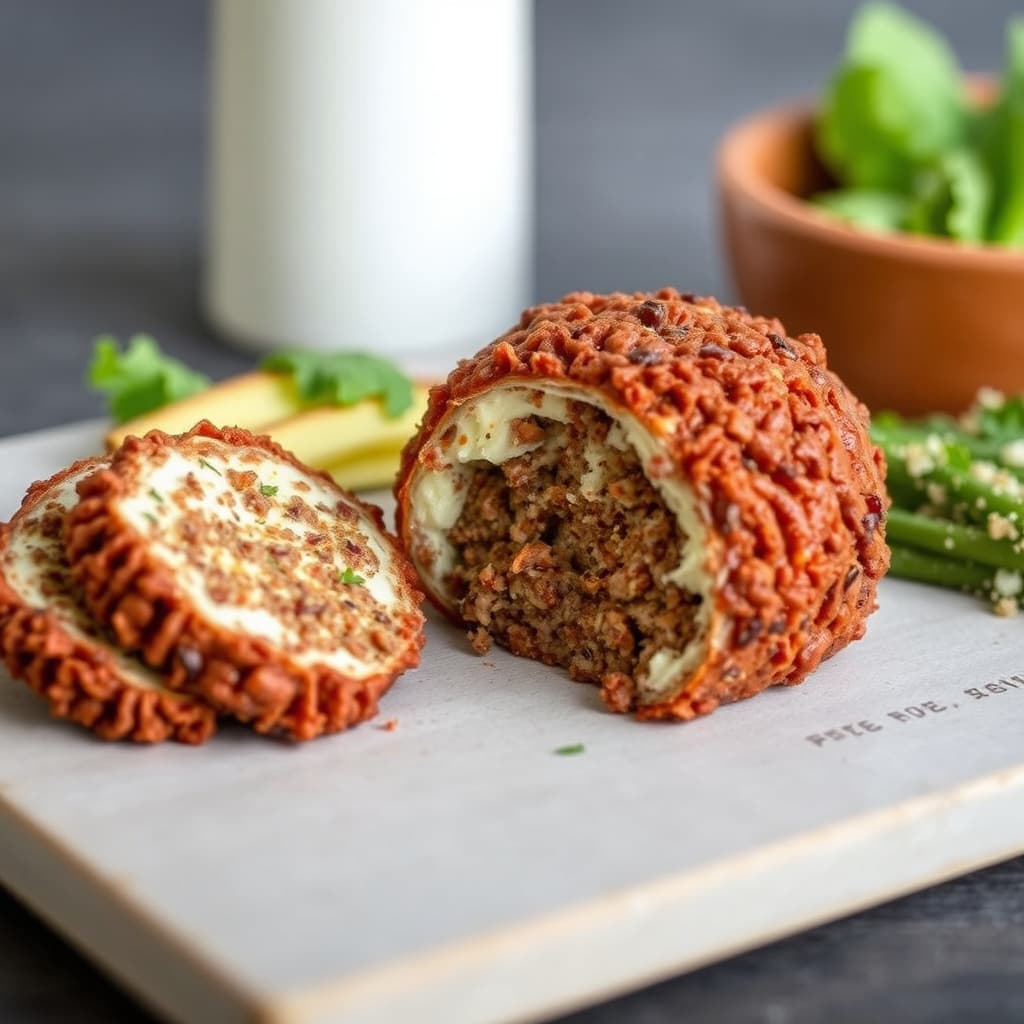 Tørket oksekjøtt- og oste-kule