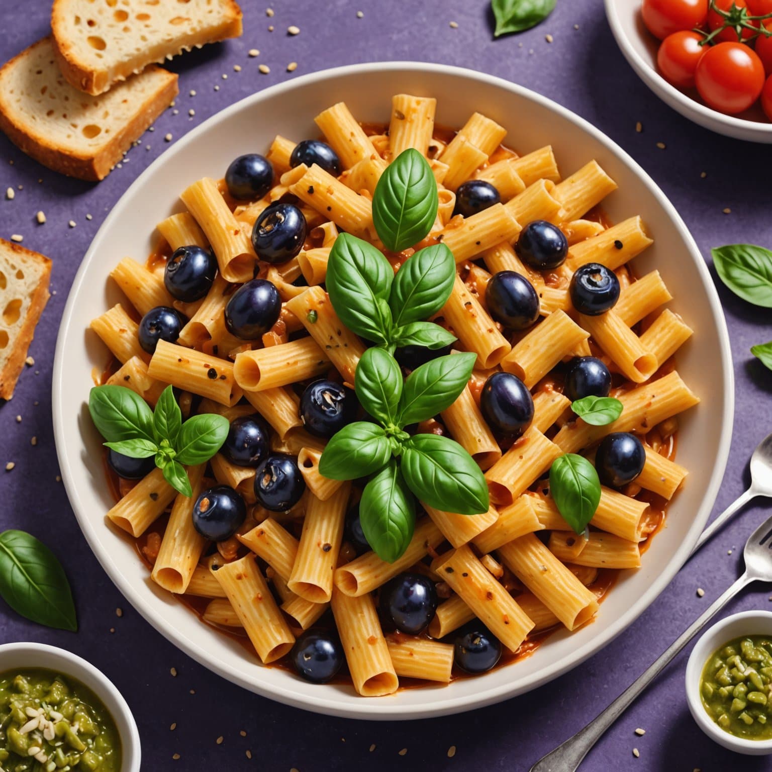 Tortiglioni med aubergine
