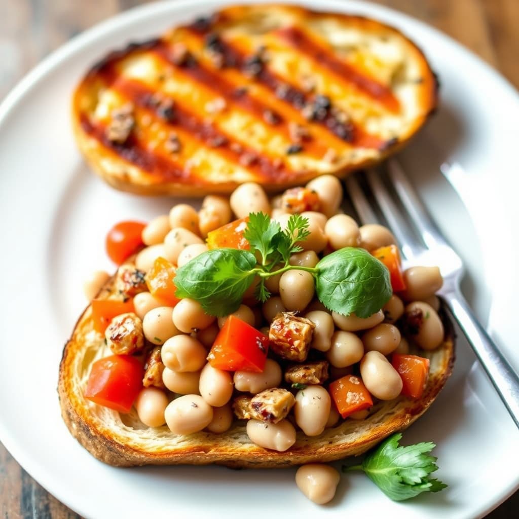 Toscanagrillet brød og hvitbønnesalat