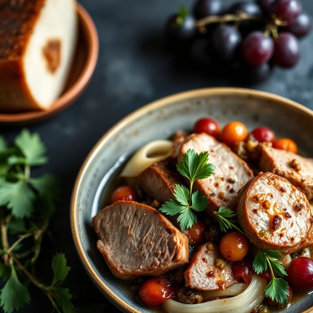 Toscanersk svinekjøtt med fennikel og druer