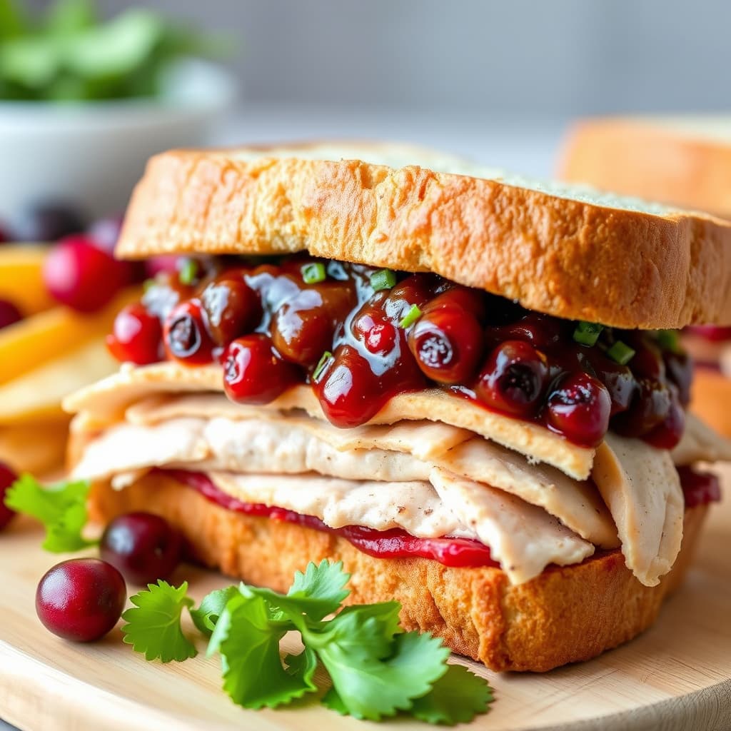 Tranebær-BBQ-kyllingsandwich