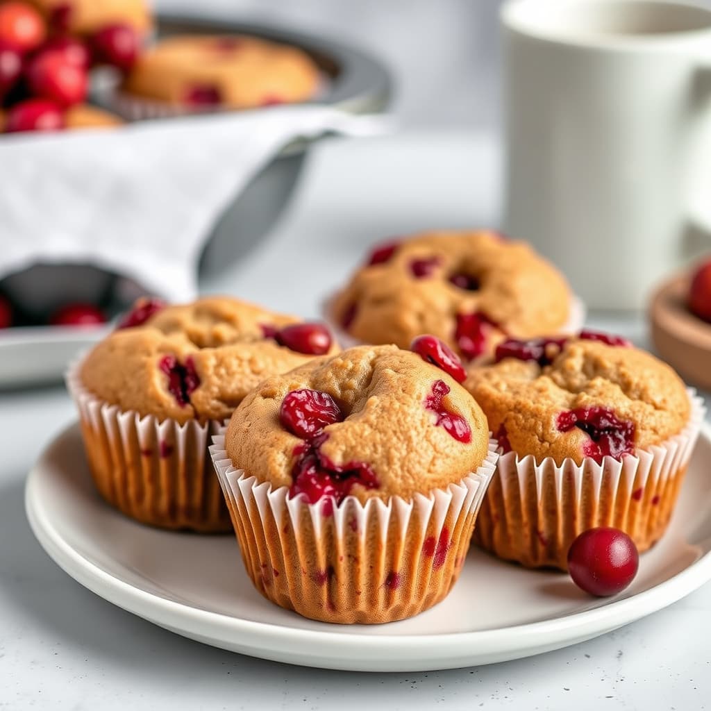 Tranebær-eggnog-muffins