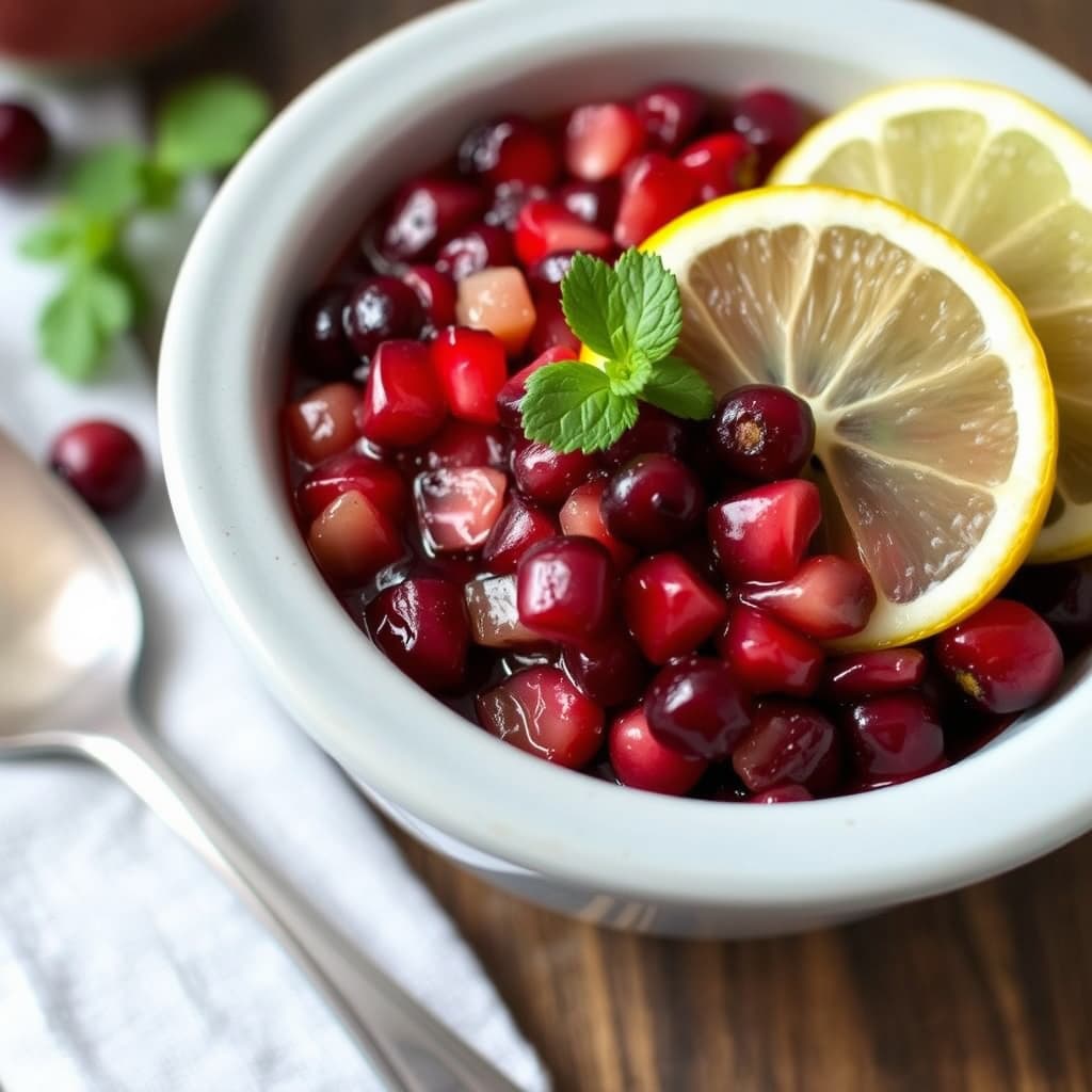 Tranebær, granateple og Meyer-sitron relish