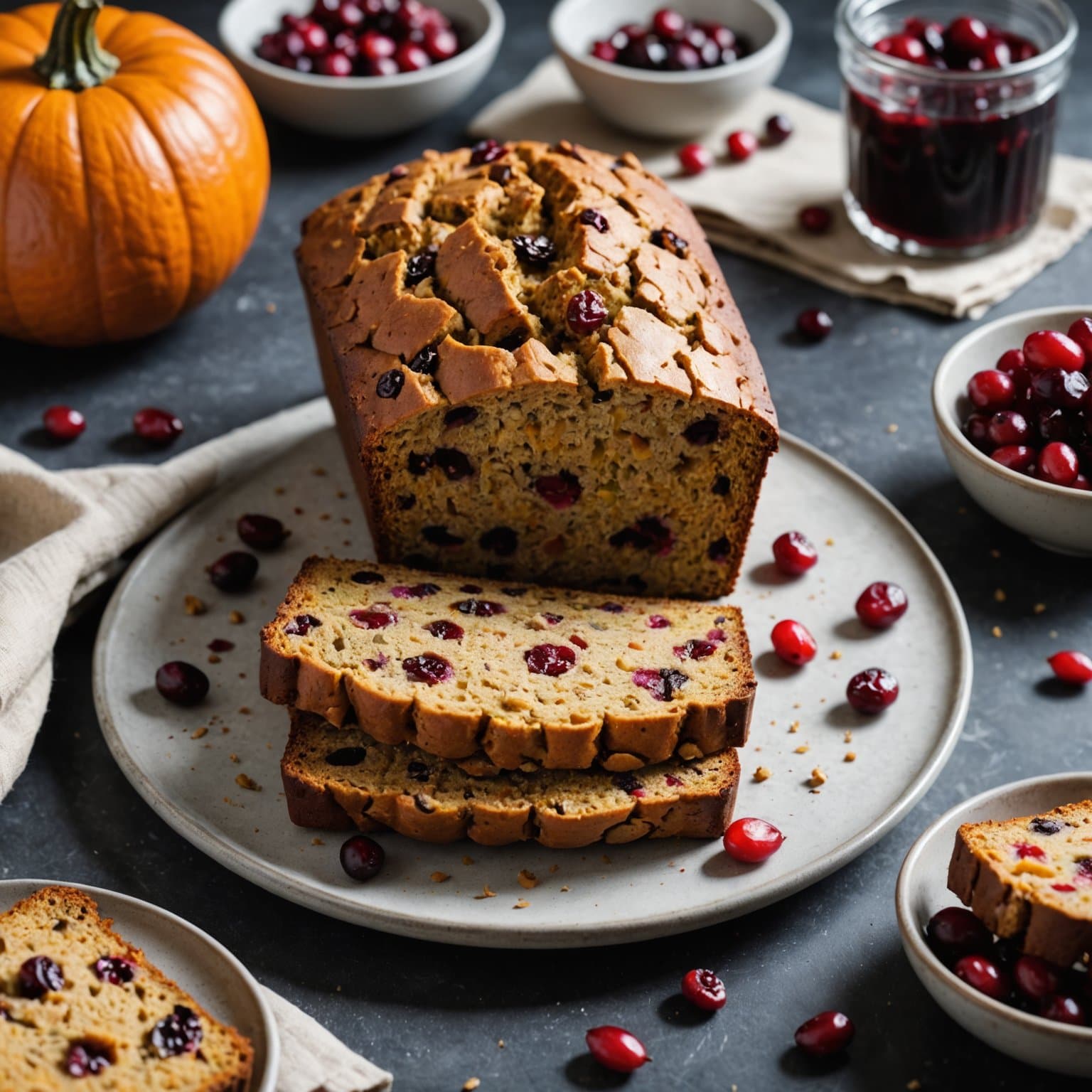 Tranebær-gresskar-chipbrød