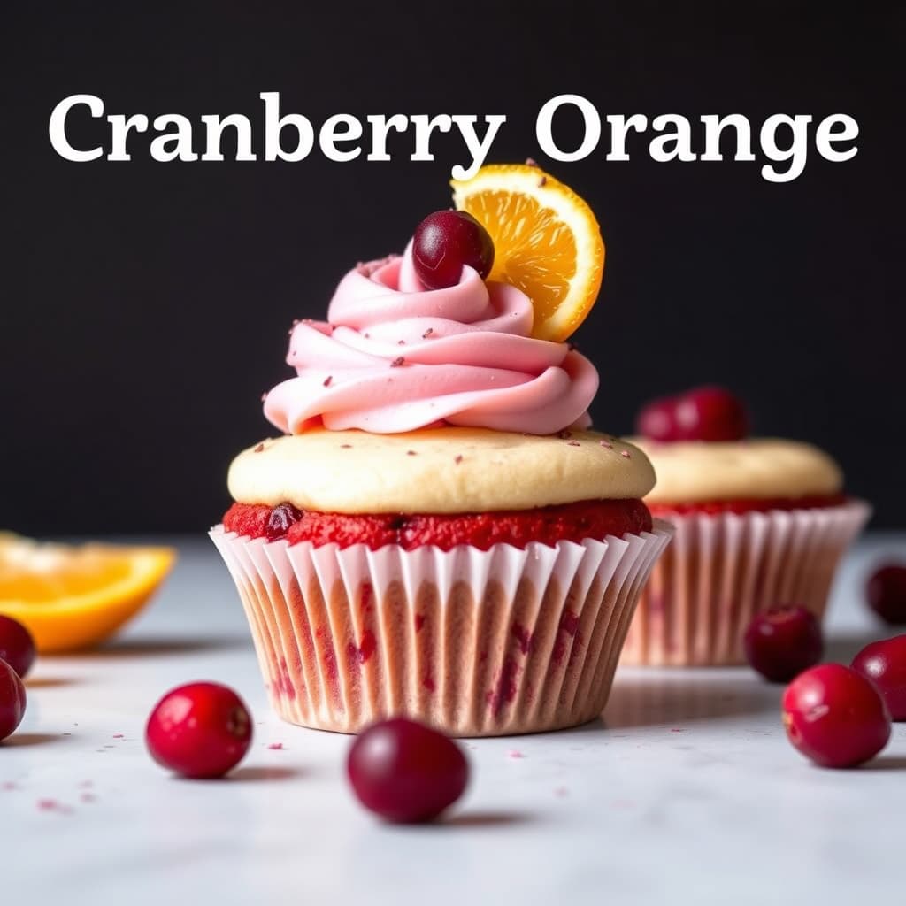 Tranebær- og appelsincupcakes