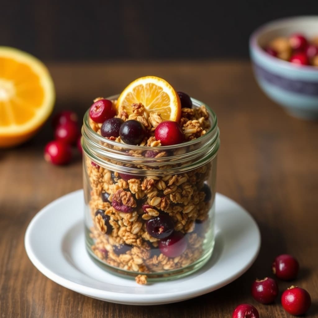 Tranebær- og appelsingranola