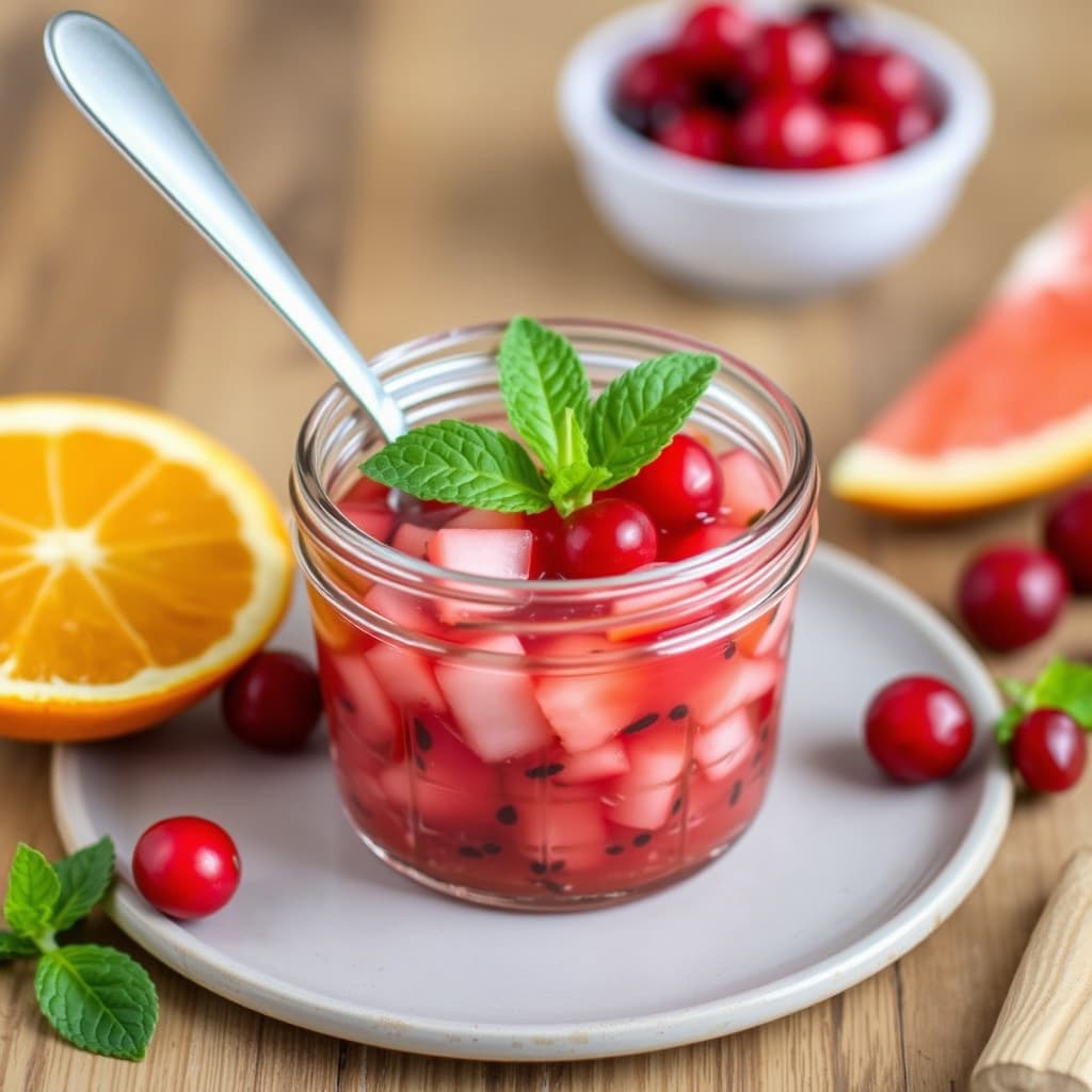 Tranebær- og appelsinrøre med mynte