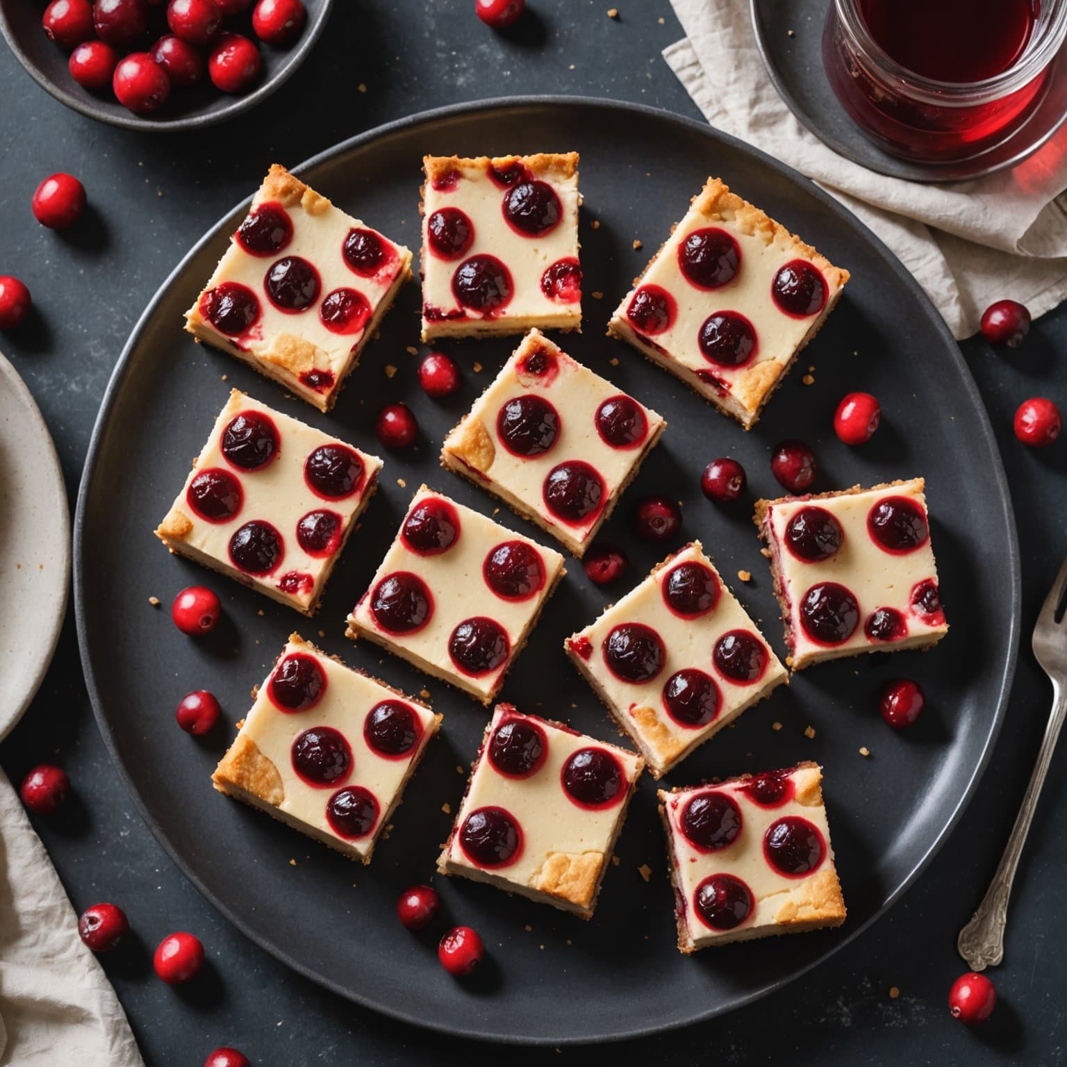 Tranebær-ostekakestykker