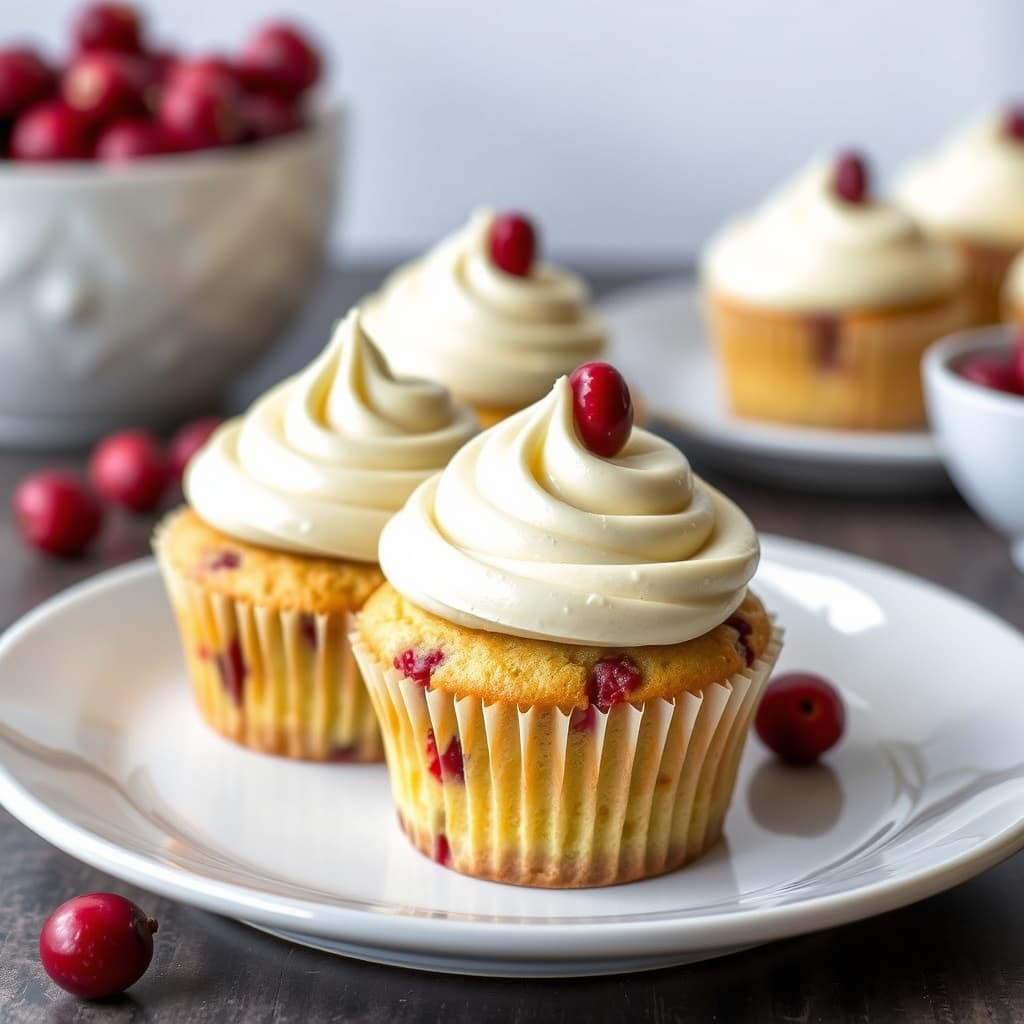 Tranebærmuffins med lønnesirup- og kremostglasur