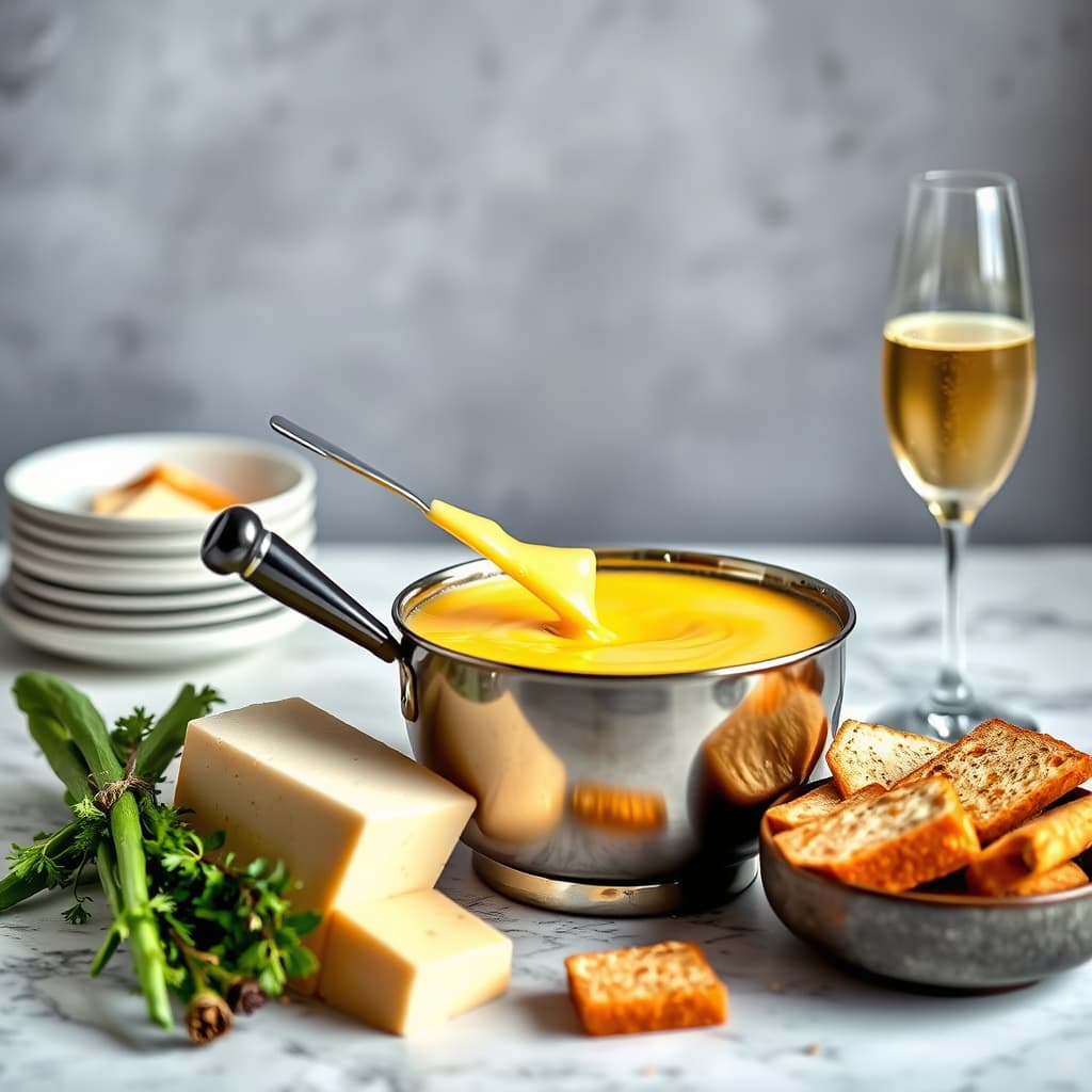 Tre-oster fondue med champagne