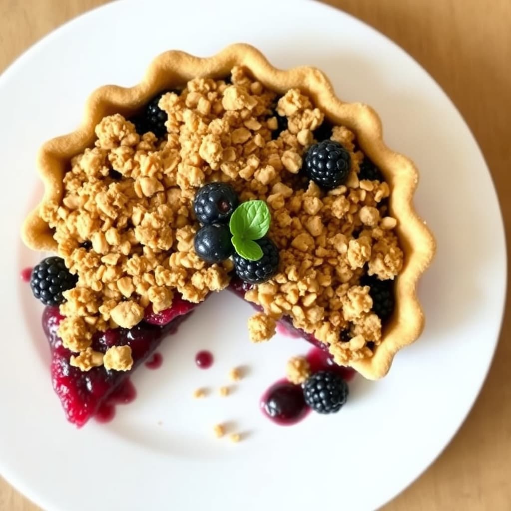 Trefarget bærpai med granola og sprø knusende topping