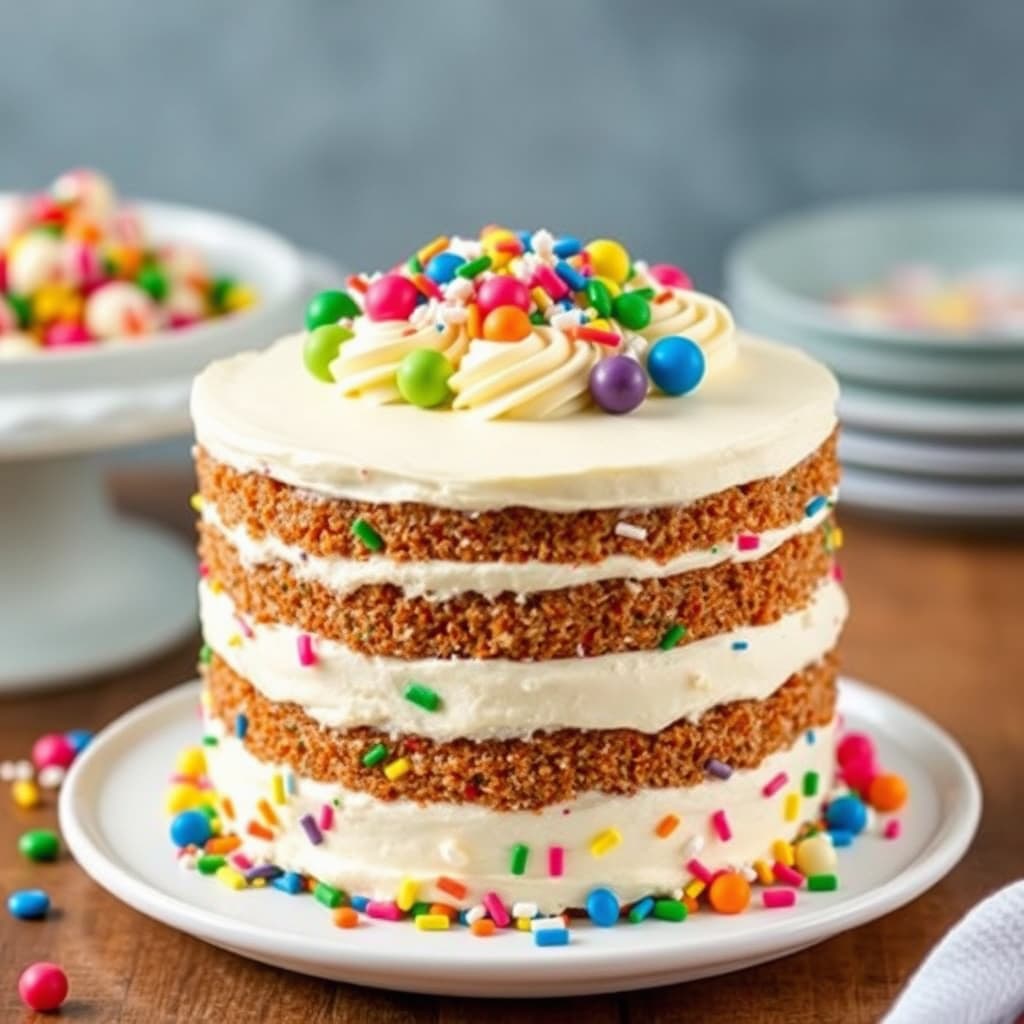 Trefarget konfettikake