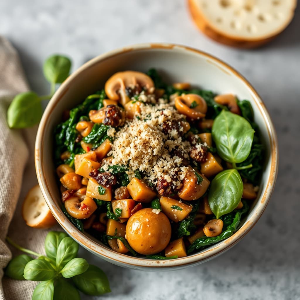 Trøffel-sopp- og spinatragu