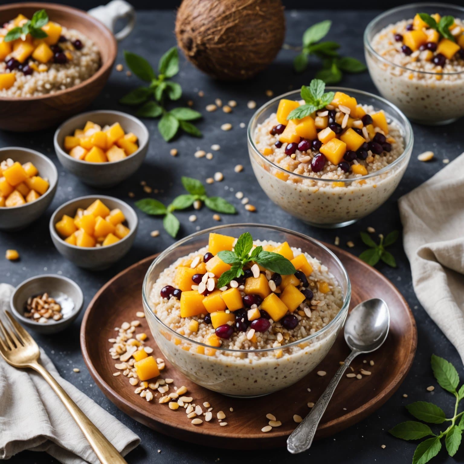 Tropisk kokos- og quinoa-pudding