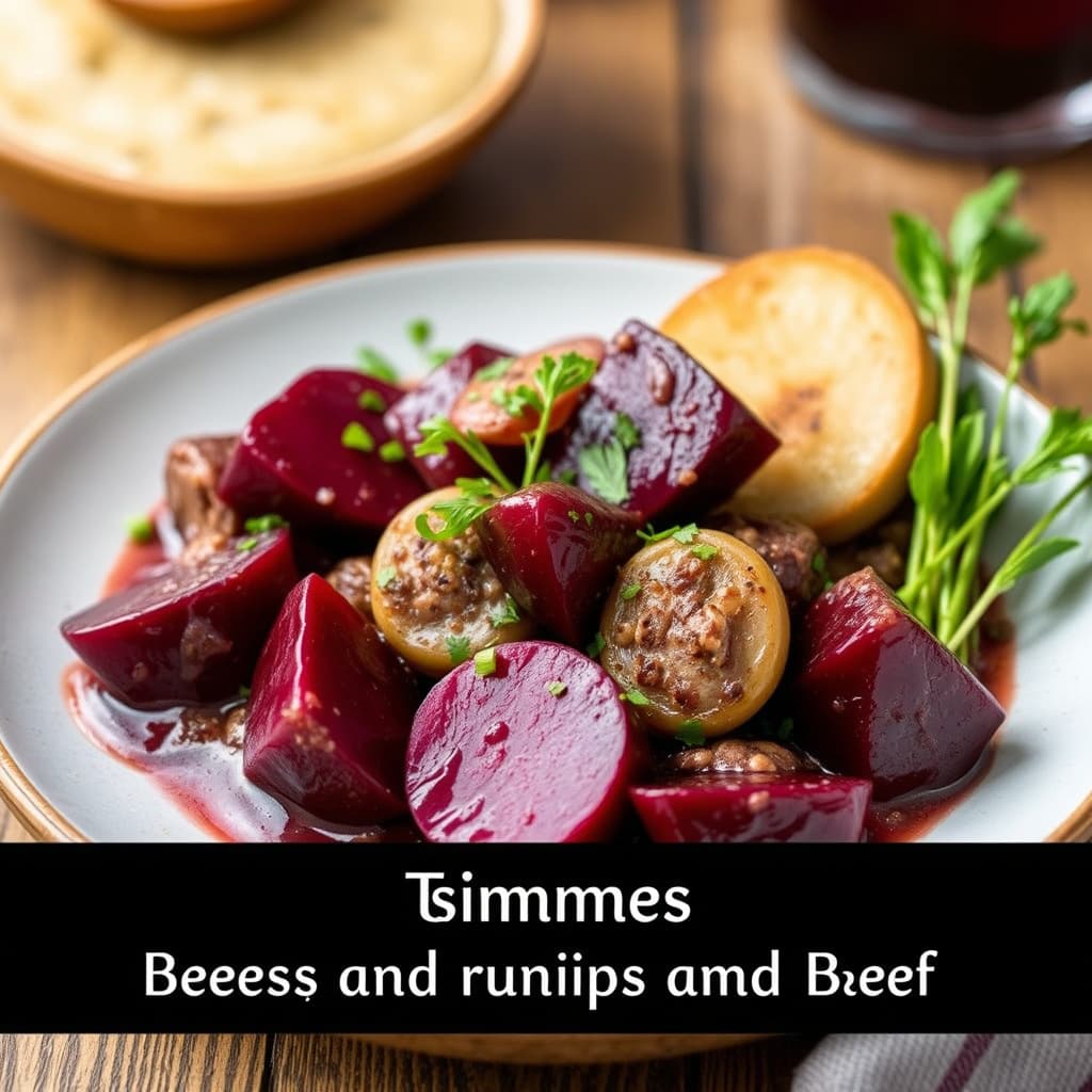Tsimmes med rødbeter, neper og storfekjøtt