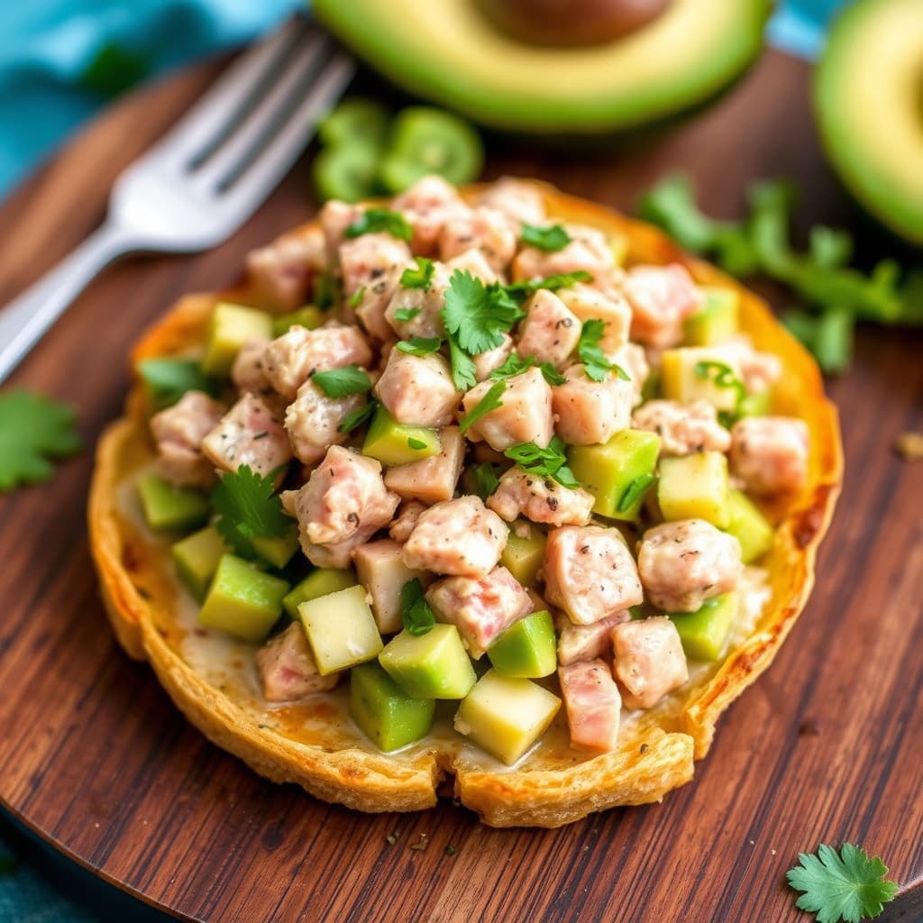 Tuna- og avocadotartare tostada