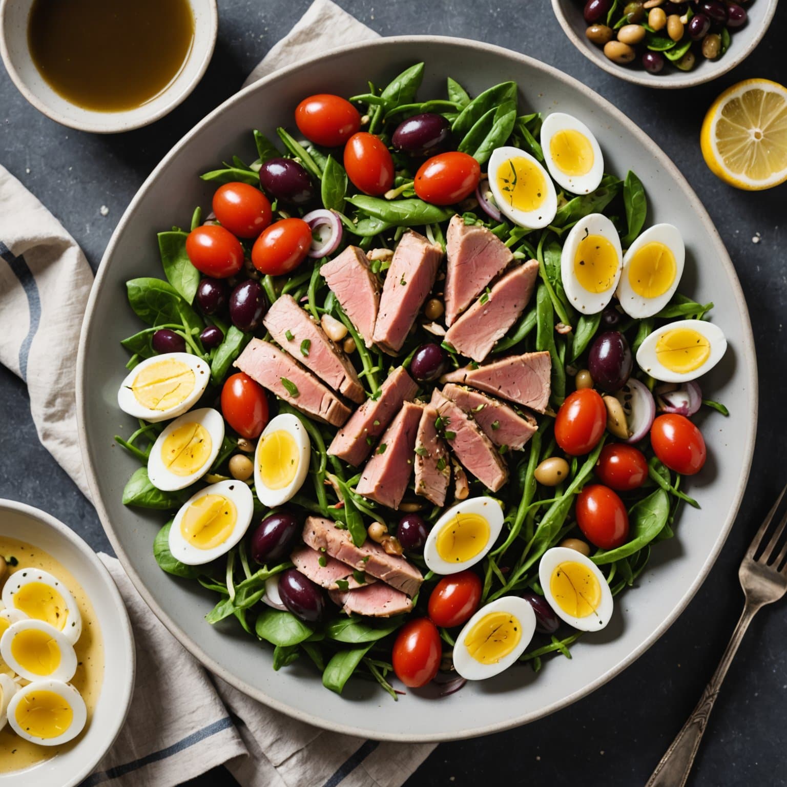 Tunafisk- og nicoisesalat med Dijon-vinaigrette