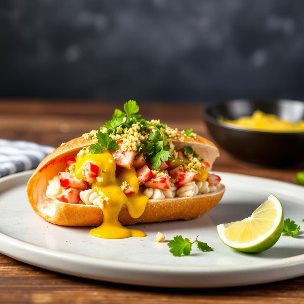 Tunfisk- og hummer-rull med currygranita