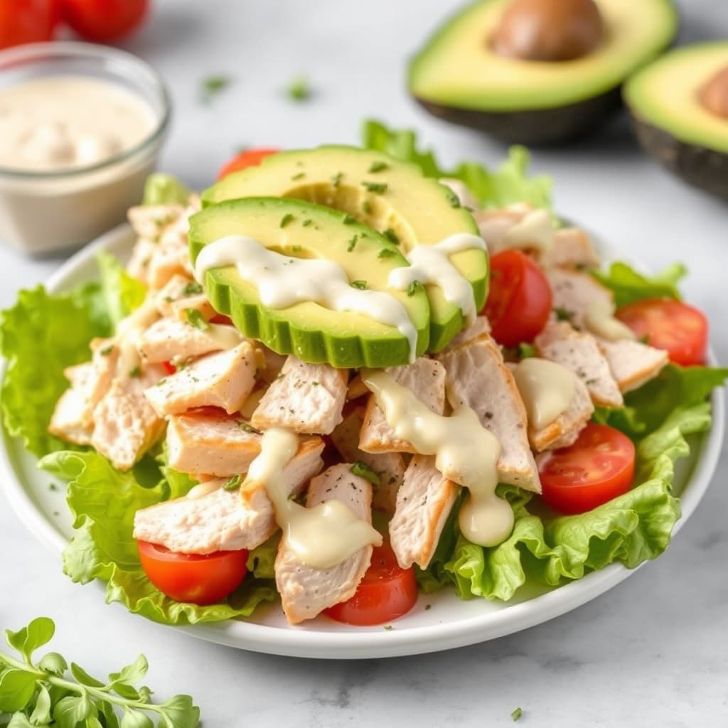 Turkey Club-salat med avocado og majones