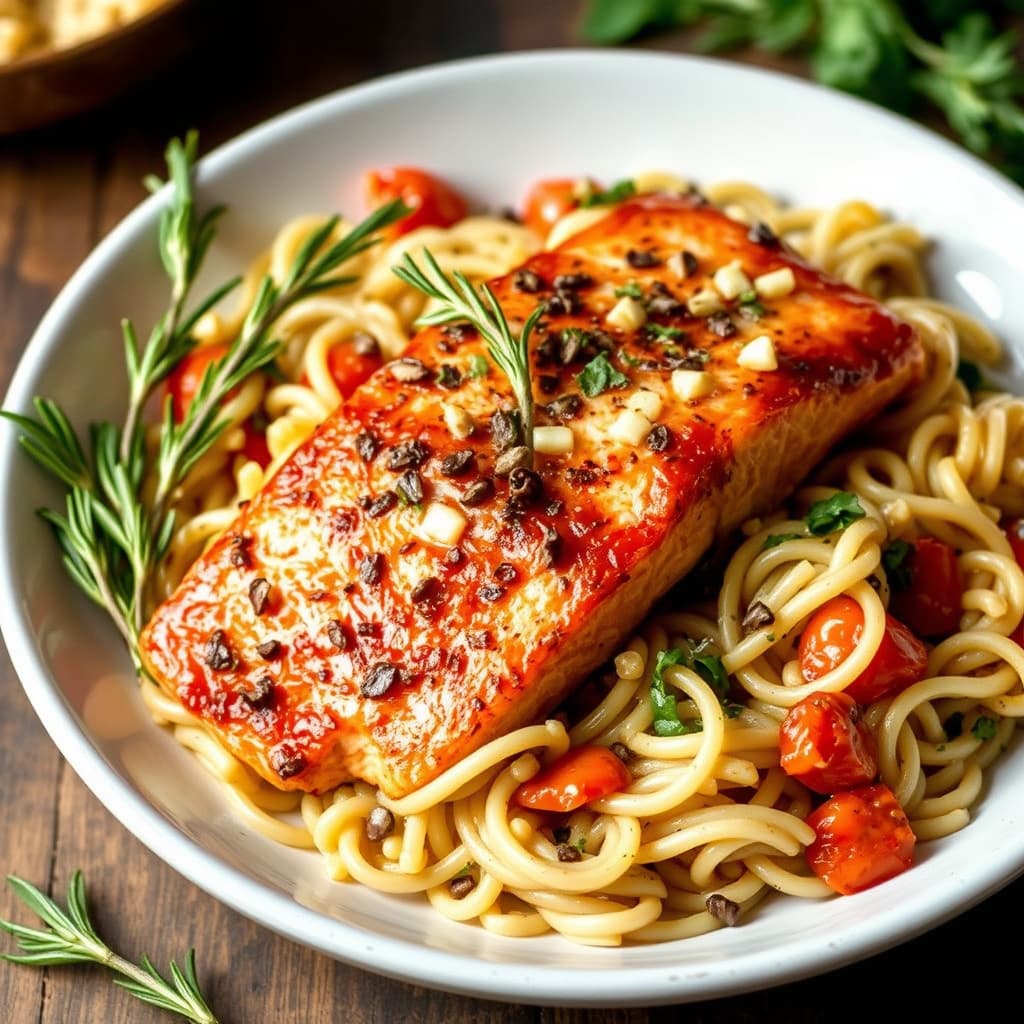 Tuscan laks med rosmarinoso og orzo