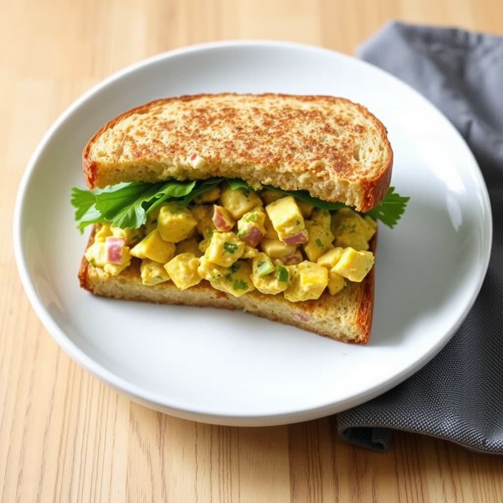 Tynnere versjon – Åpen ansikts karrikyllingsalat-sandwich