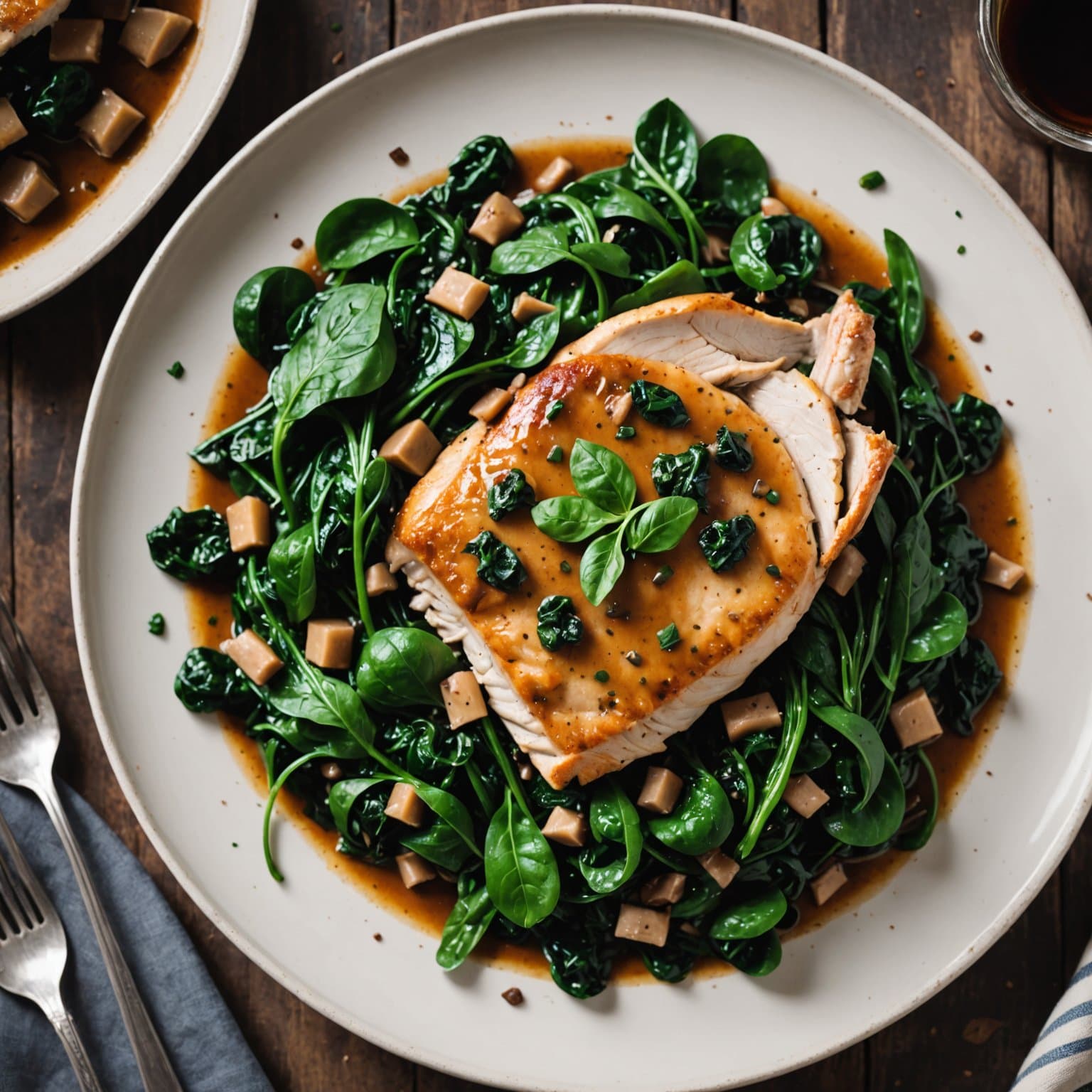 Tyrkia Marsala med sautert spinat