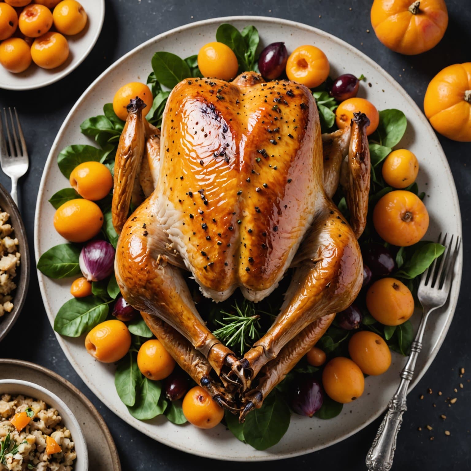 Tyrkia med aprikos- og vannkastanjs fylling