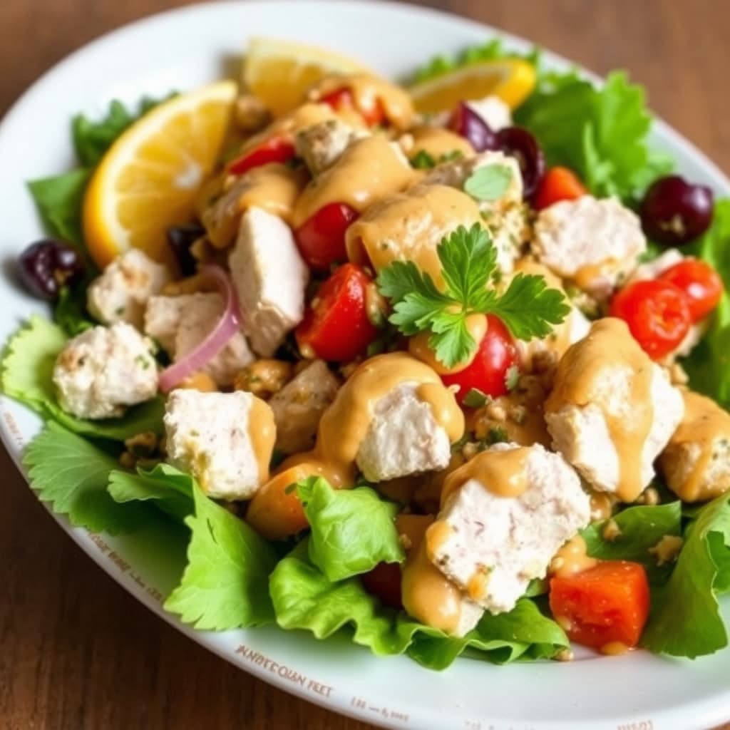 Tyrkisk salat med appelsin- og peanøttdressing