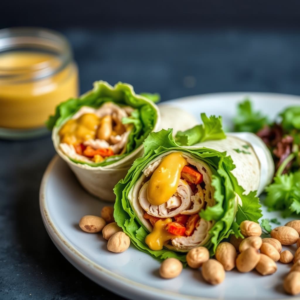 Tyrkiske wraps med curry-chutney majones og peanøtter