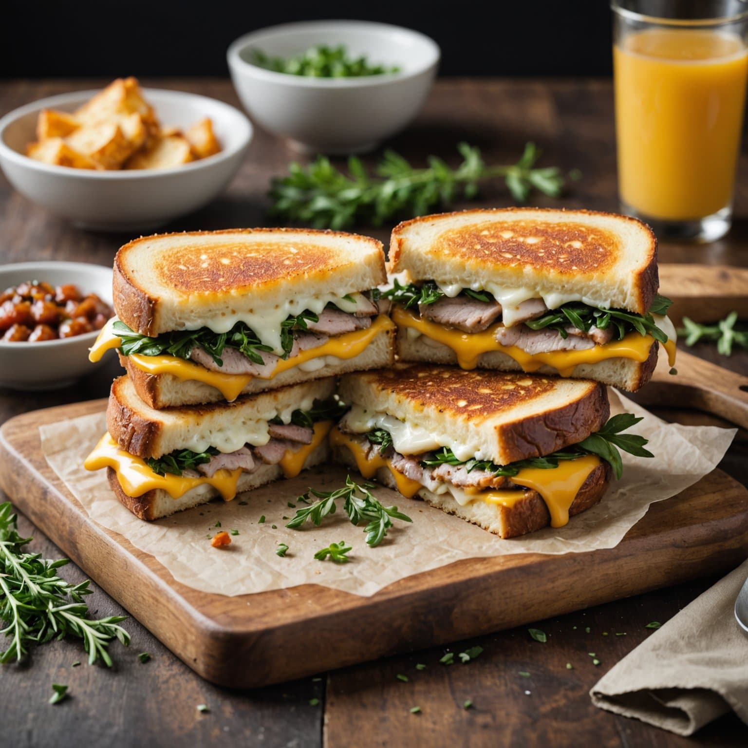 Urtegrillet ost og svinesandwich