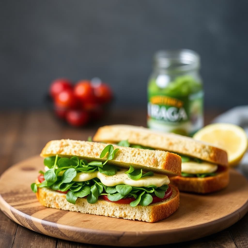 Vannkresse-sandwich med chili- og sitron-smør
