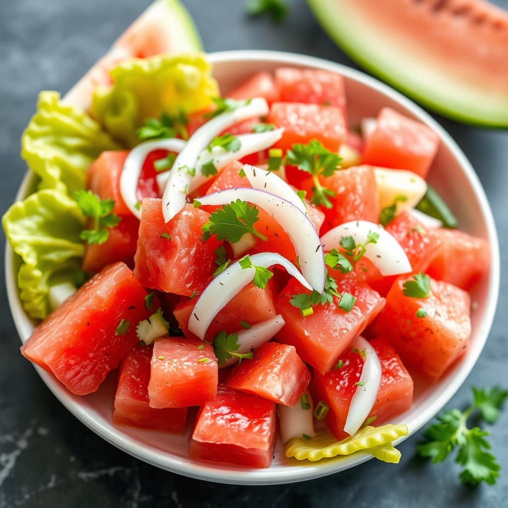 Vannmelon-jerikasesalat