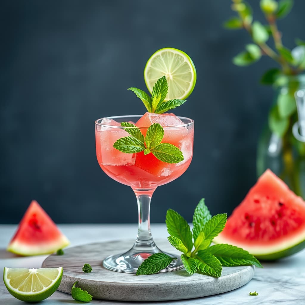 Vannmelon-, lime- og myntagranita