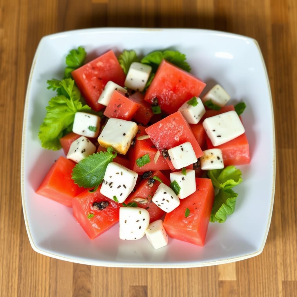 Vannmelon- og haloumisalat