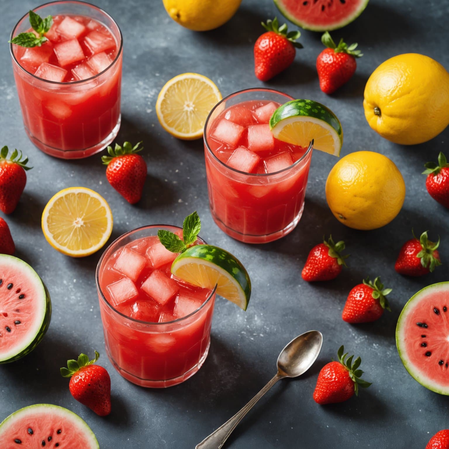 Vannmelon- og jordbærlemonade