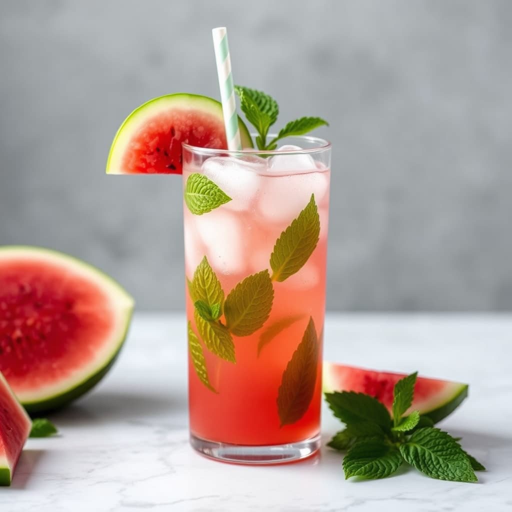 Vannmelon- og mynte-iced tea (gresk-inspirert)