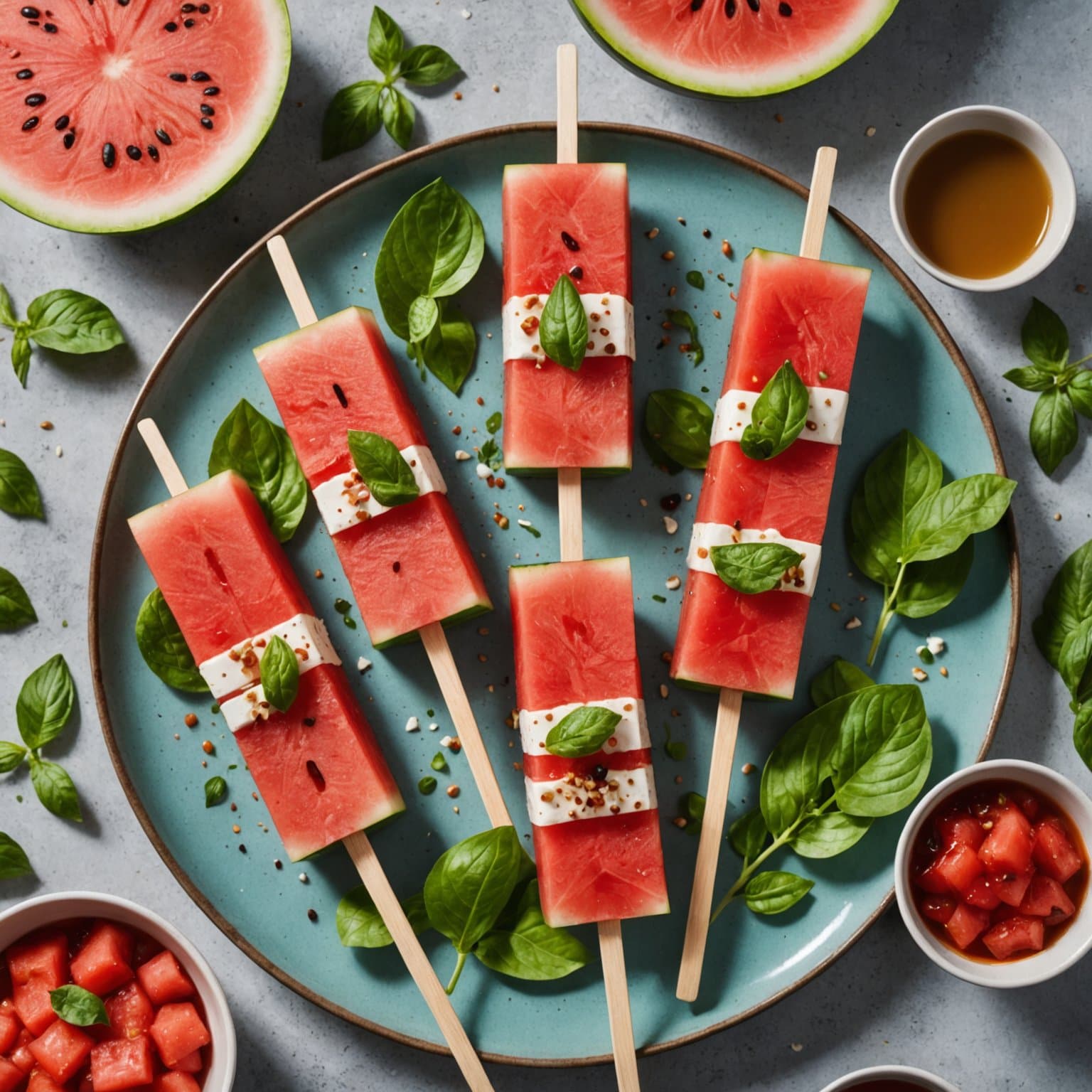 Vannmelon- og salatspyd