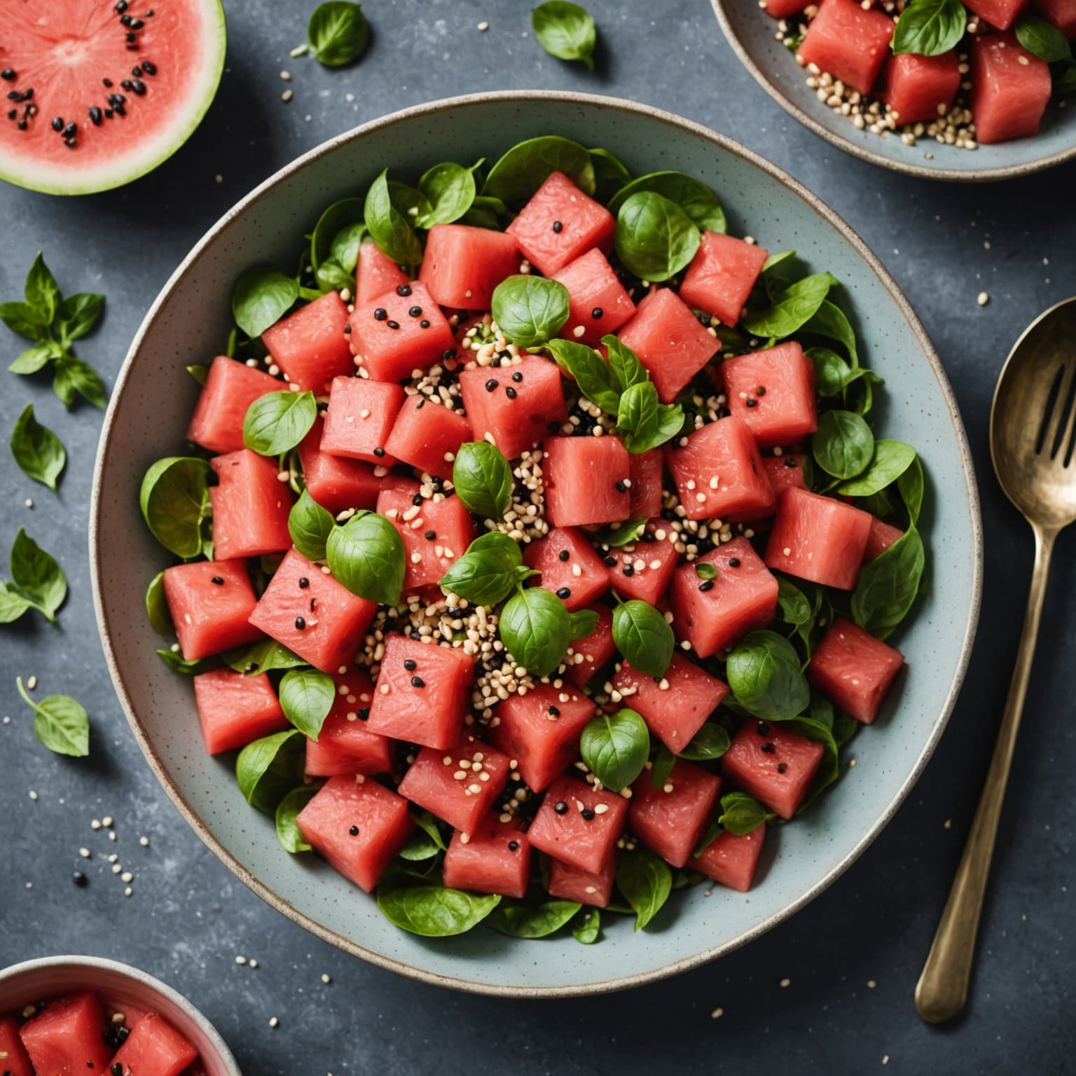 Vannmelon- og sesamfrøsalat