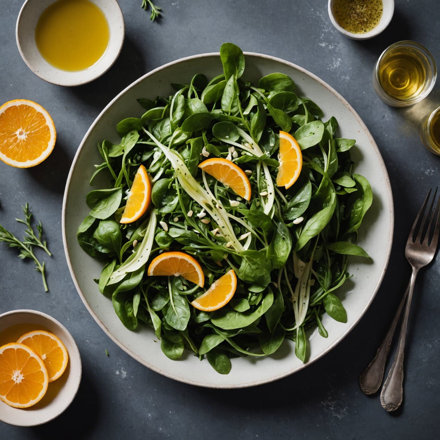 Vårgrønnsaker med appelsin- og fennikeldressing