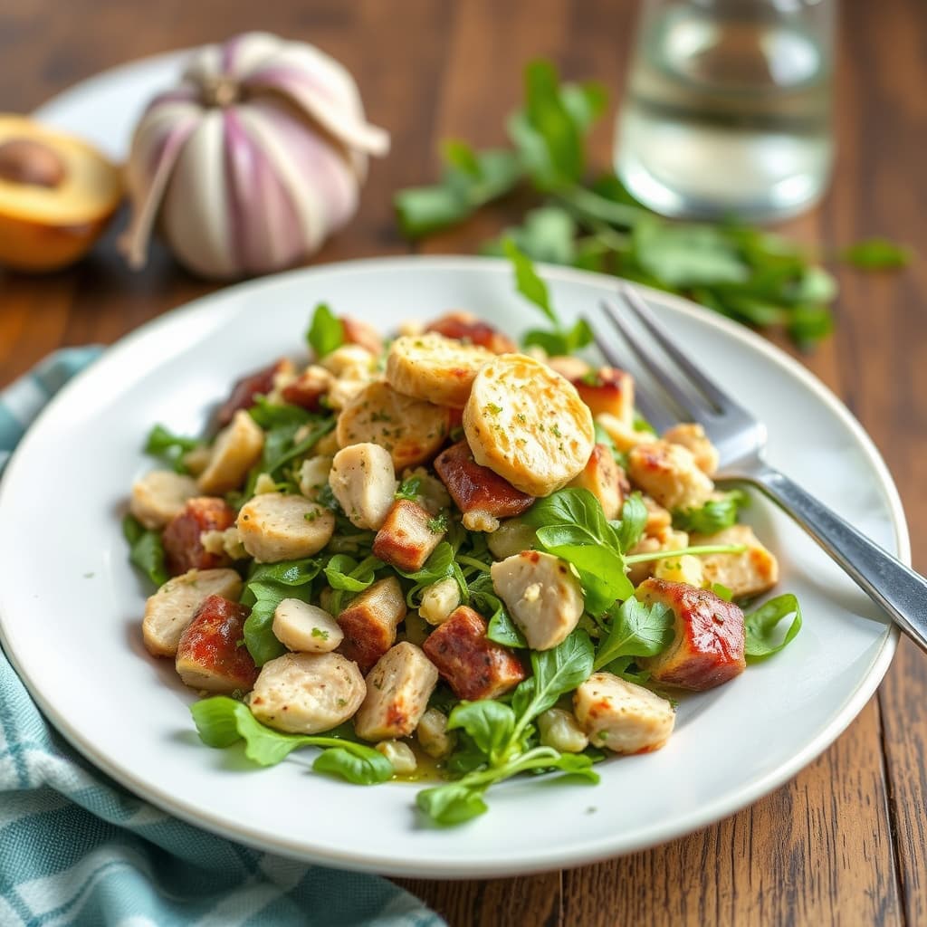 Varm artisjokkhjerte- og kyllingleversalat