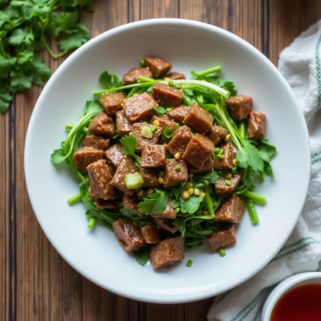 Varm biff- og vannkresssalat: Bo Xao Sa Lat Song