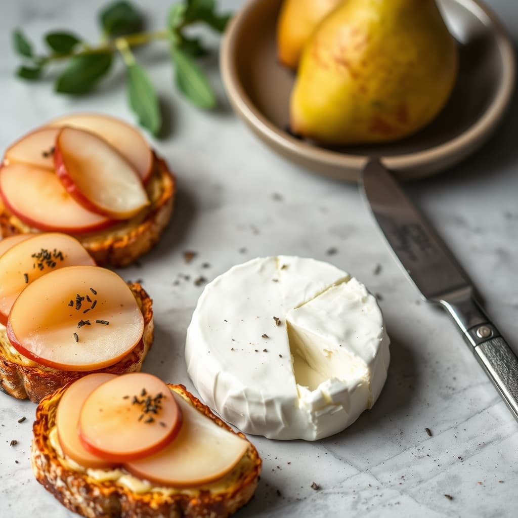 Varm Brie med Fuji-apple, pære og Melba-toast