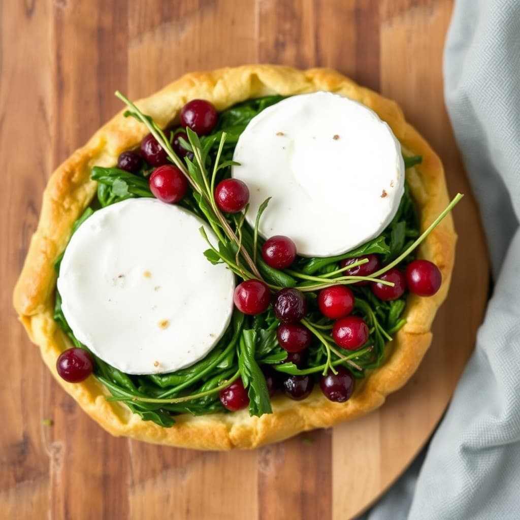 Varm camembertcroutes med løvetannblader og rips