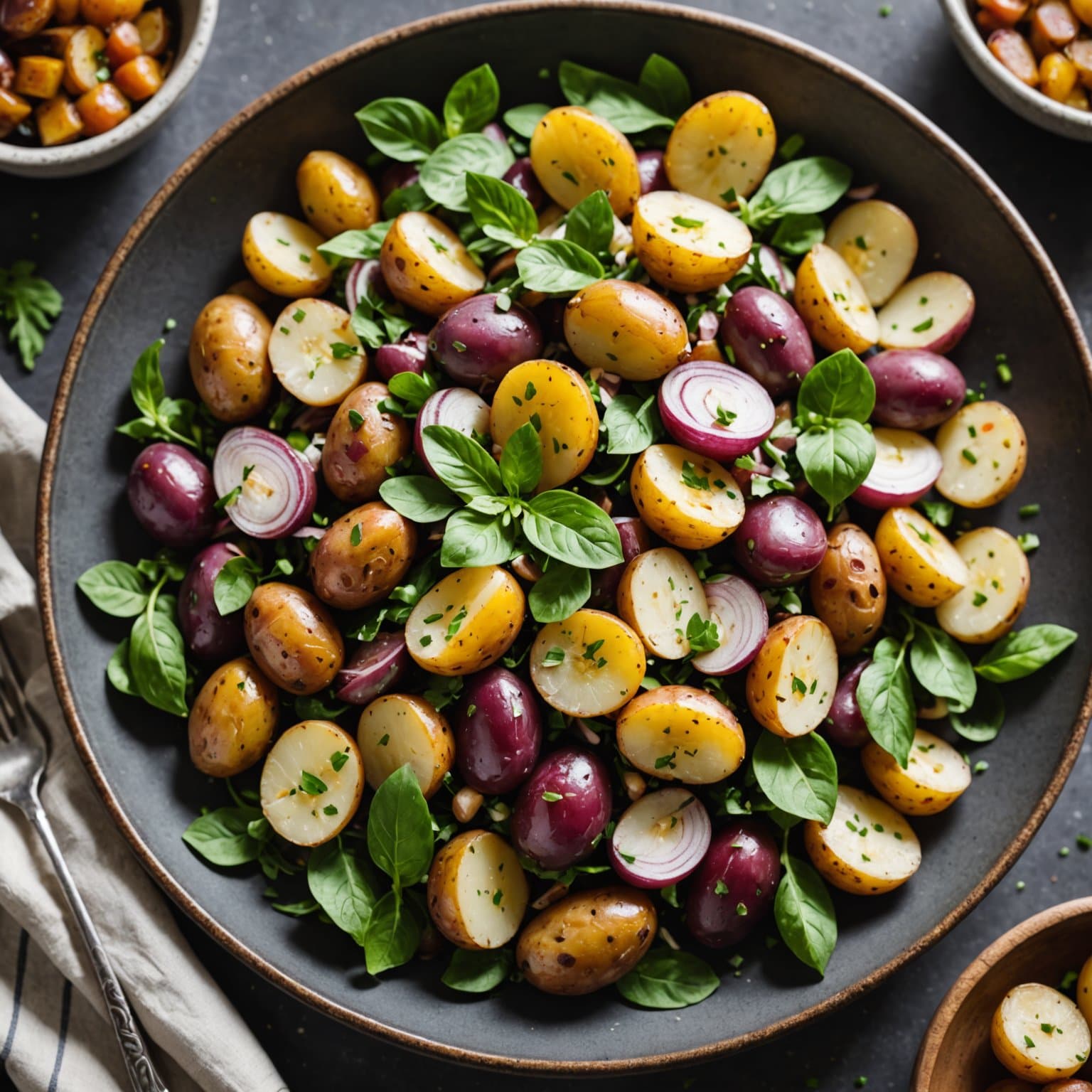 Varm potetsalat med fingerling-poteter