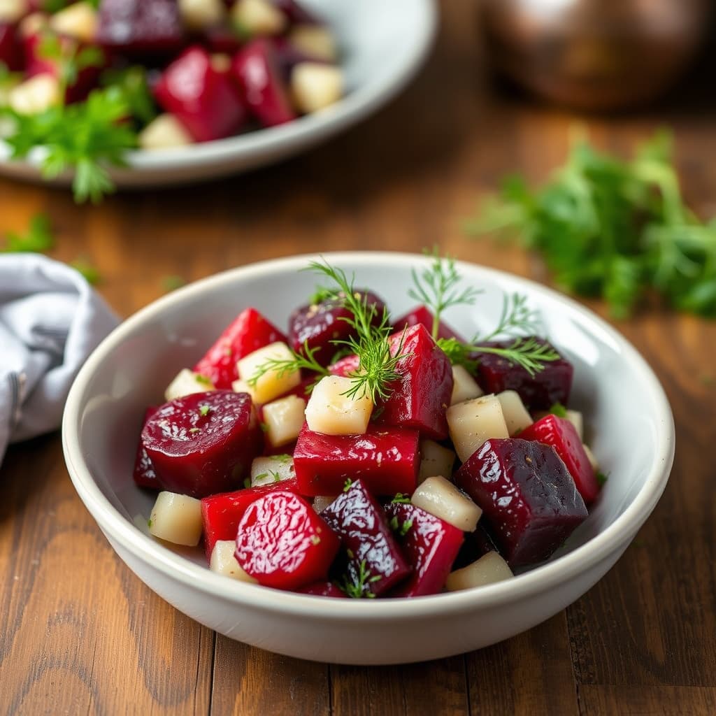 Varm rødbetsalat med dill