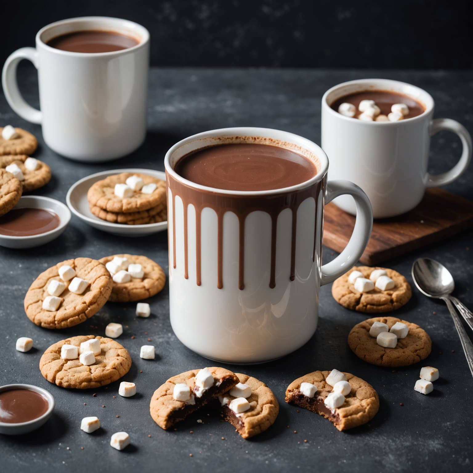 Varm sjokolade og ristet marshmallow-kjeks