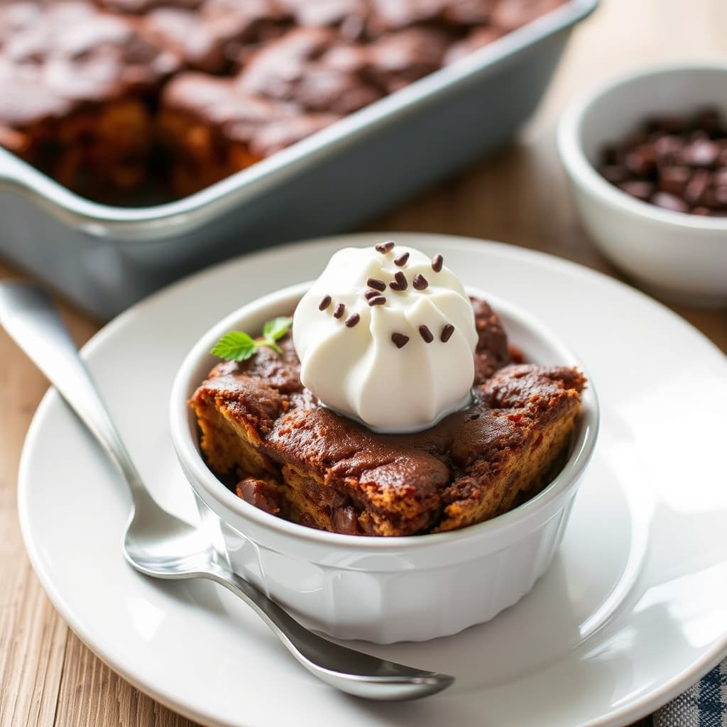 Varm sjokoladebrødpudding